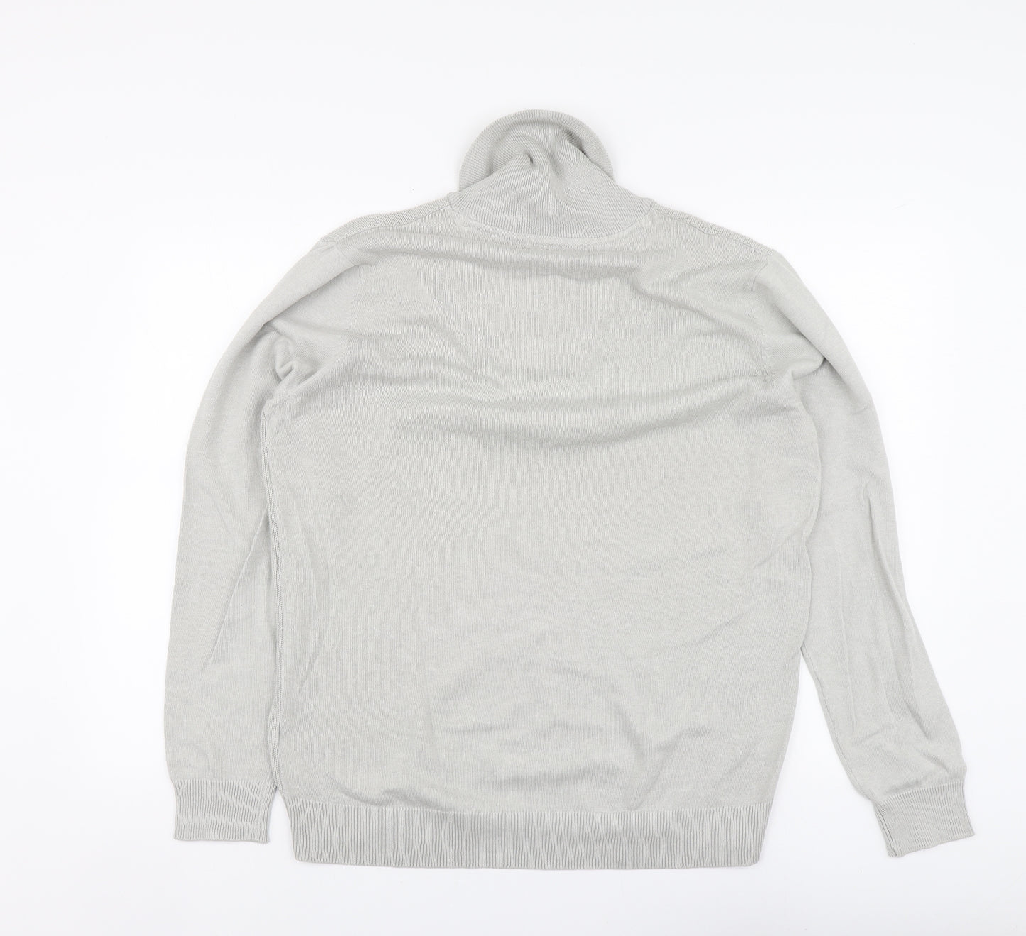 George Mens Grey V-Neck Cotton Pullover Jumper Size L