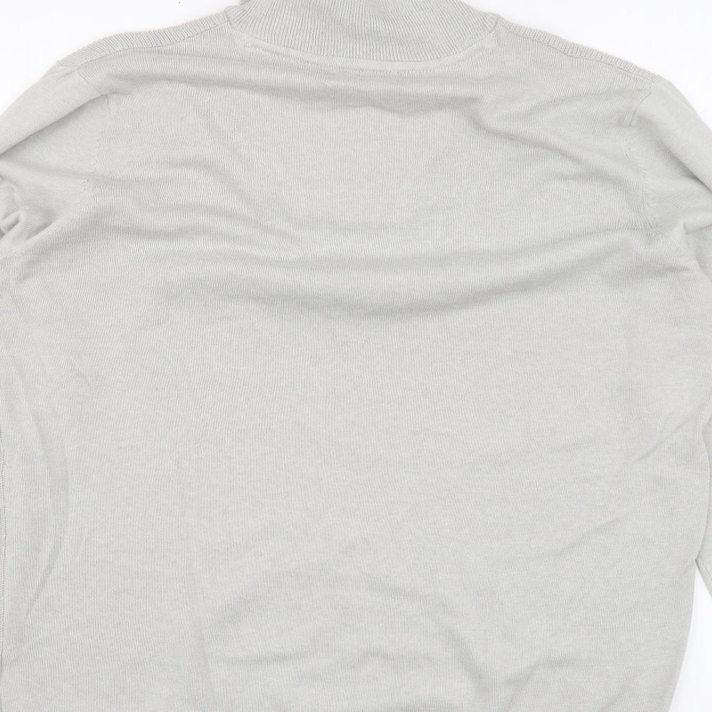 George Mens Grey V-Neck Cotton Pullover Jumper Size L