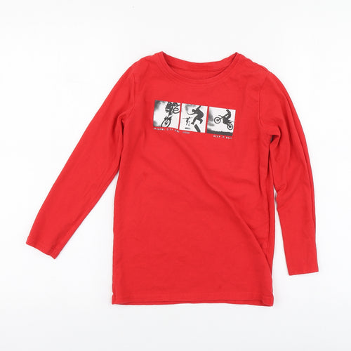 Dunnes Stores Boys Red Cotton Basic T-Shirt Size 7-8 Years Round Neck