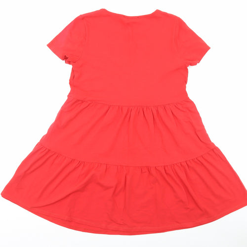 Very Womens Red Cotton A-Line Size 10 Round Neck