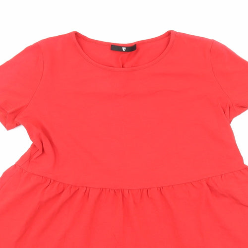 Very Womens Red Cotton A-Line Size 10 Round Neck
