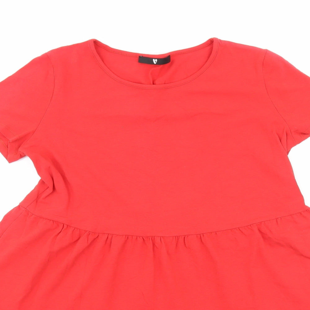 Very Womens Red Cotton A-Line Size 10 Round Neck