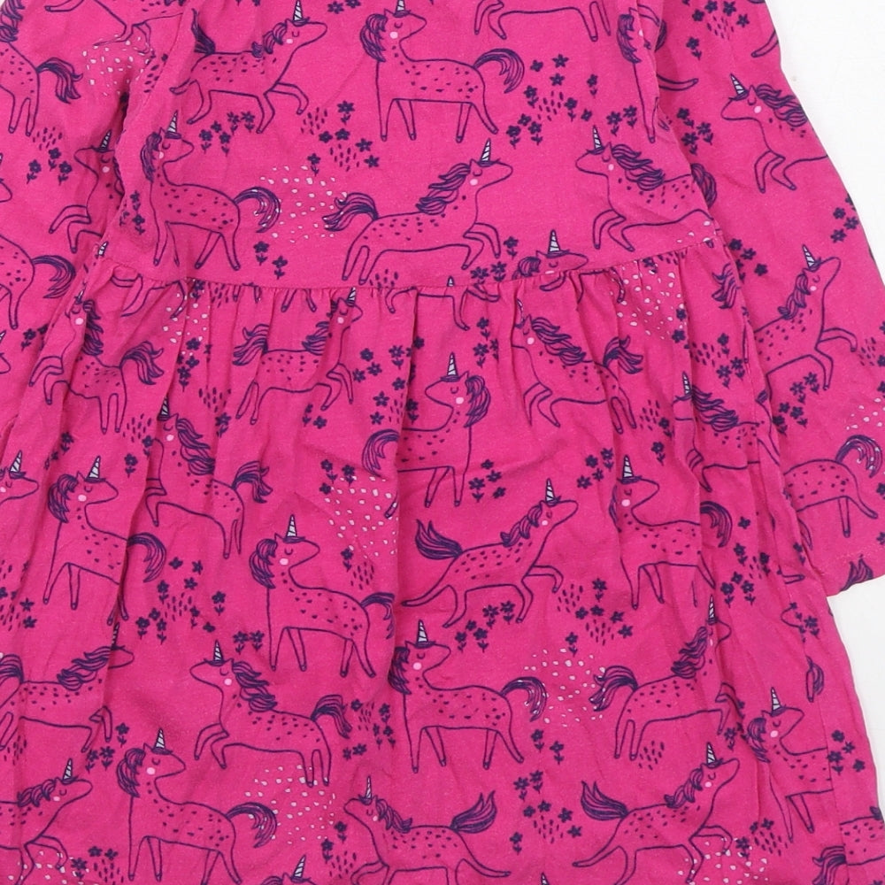Blue Zoo Girls Pink Geometric 100% Cotton T-Shirt Dress Size 4-5 Years Round Neck Pullover