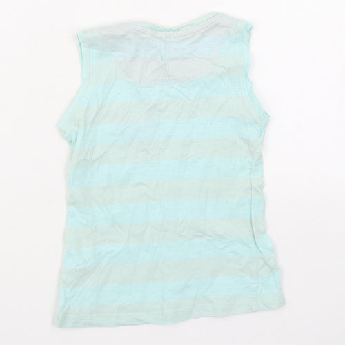 Kanz Girls Blue Cotton Basic Tank Size 4 Years Round Neck Pullover
