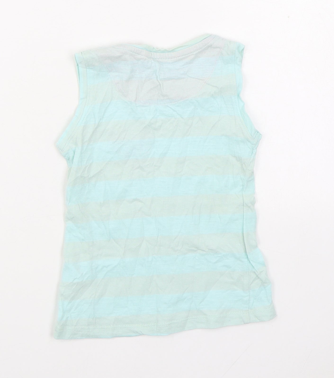 Kanz Girls Blue Cotton Basic Tank Size 4 Years Round Neck Pullover