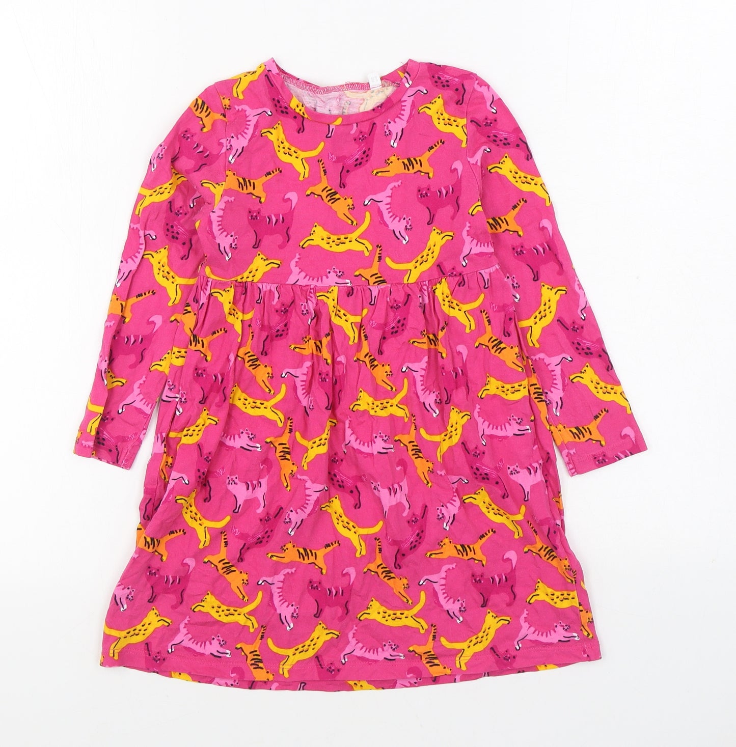 Blue Zoo Girls Pink Geometric Cotton T-Shirt Dress Size 4-5 Years Round Neck Pullover