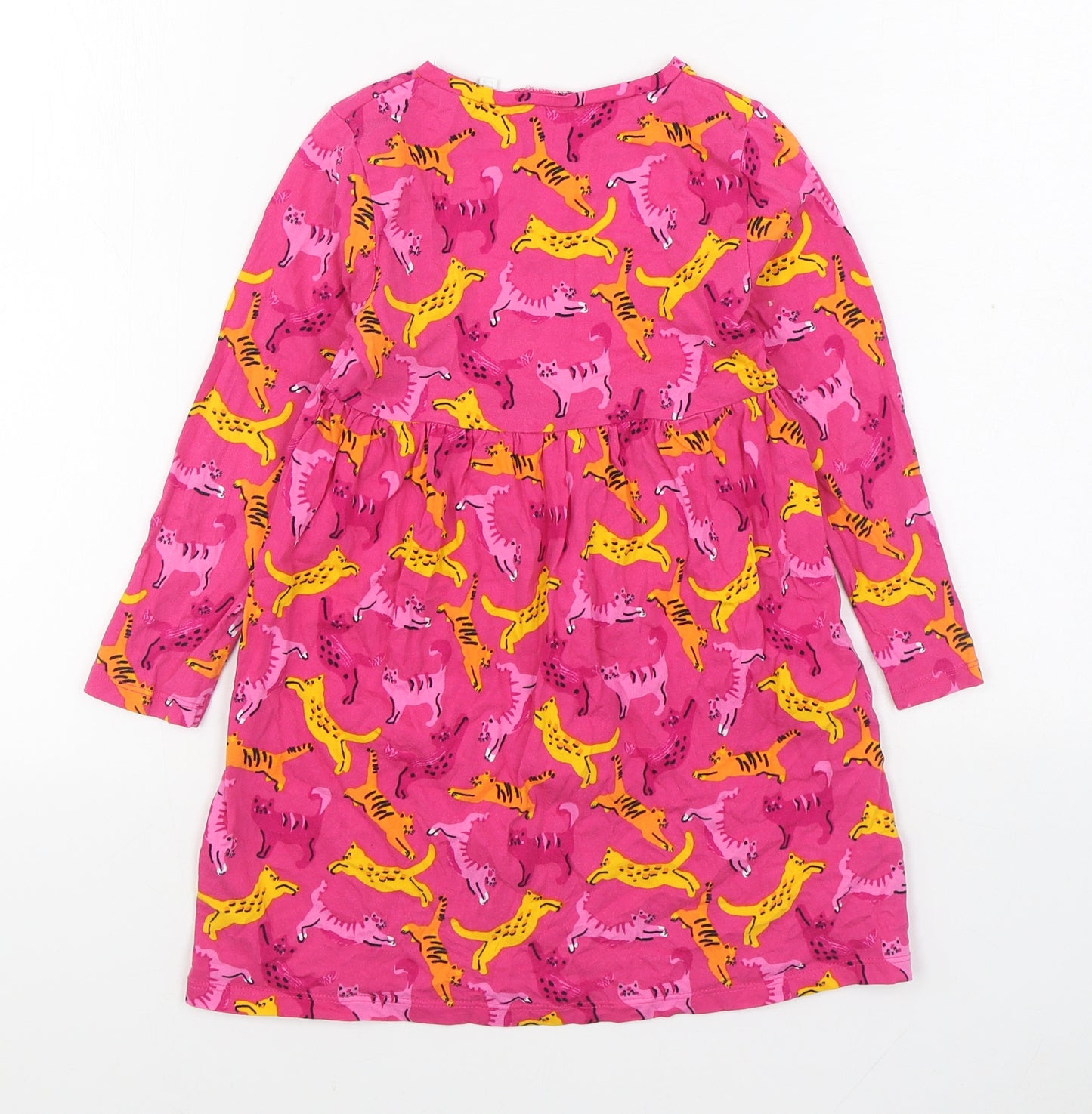 Blue Zoo Girls Pink Geometric Cotton T-Shirt Dress Size 4-5 Years Round Neck Pullover