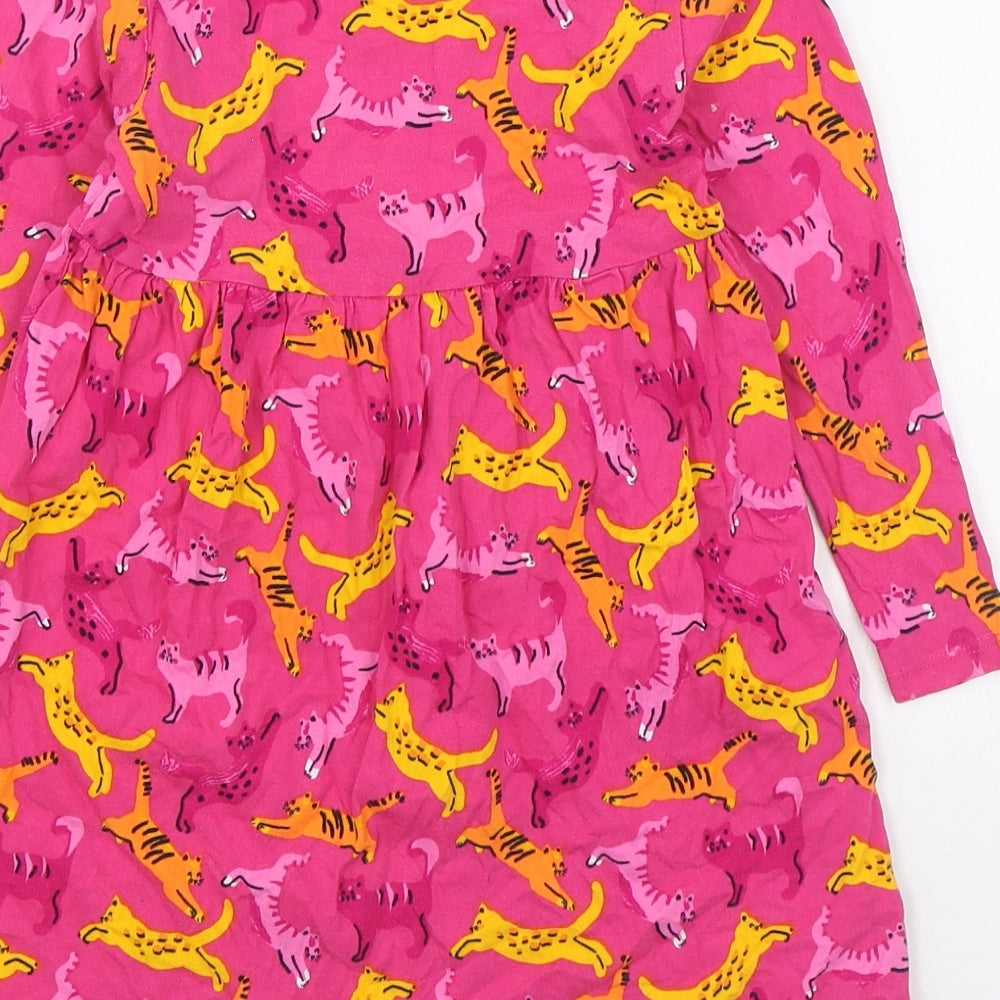 Blue Zoo Girls Pink Geometric Cotton T-Shirt Dress Size 4-5 Years Round Neck Pullover