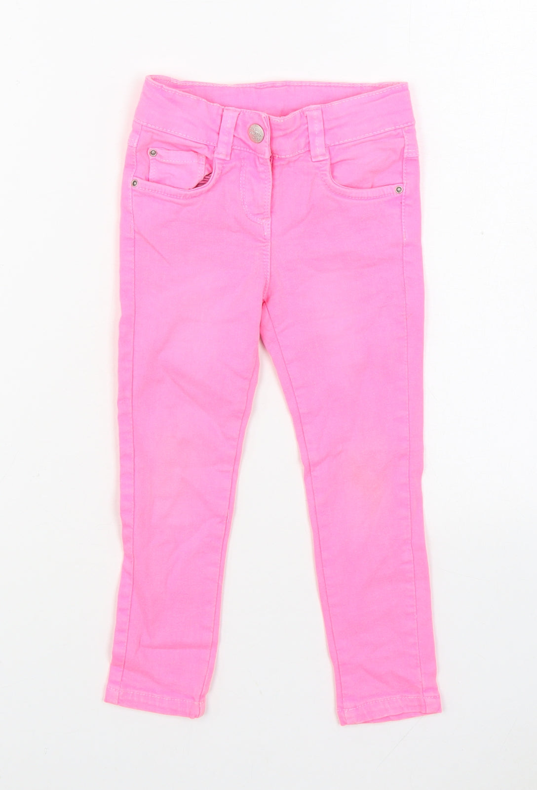 Kanz Girls Pink Cotton Straight Jeans Size 4 Years Regular Zip