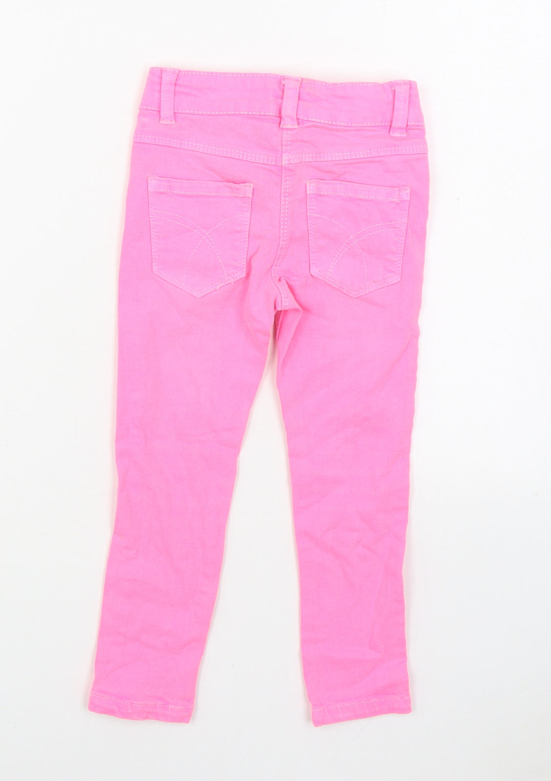 Kanz Girls Pink Cotton Straight Jeans Size 4 Years Regular Zip