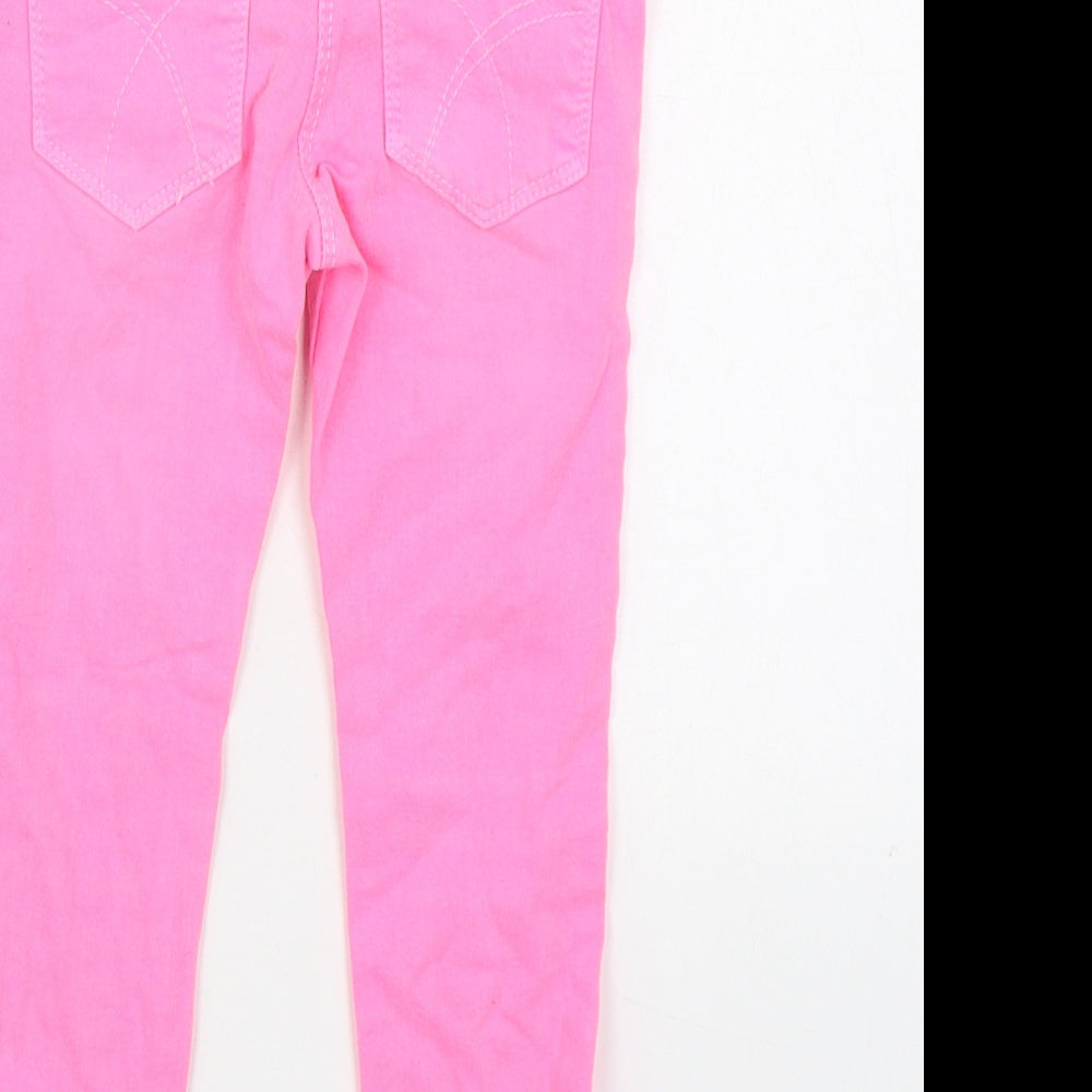 Kanz Girls Pink Cotton Straight Jeans Size 4 Years Regular Zip