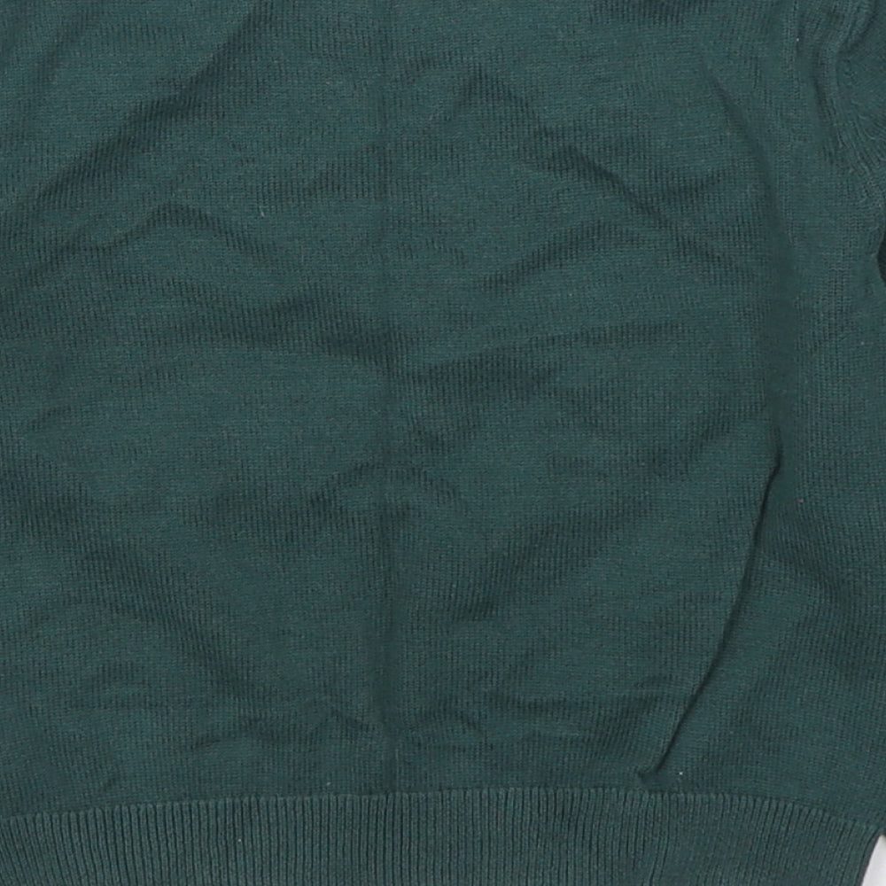 H&M Girls Green Round Neck Geometric 100% Cotton Pullover Jumper Size 5-6 Years Pullover