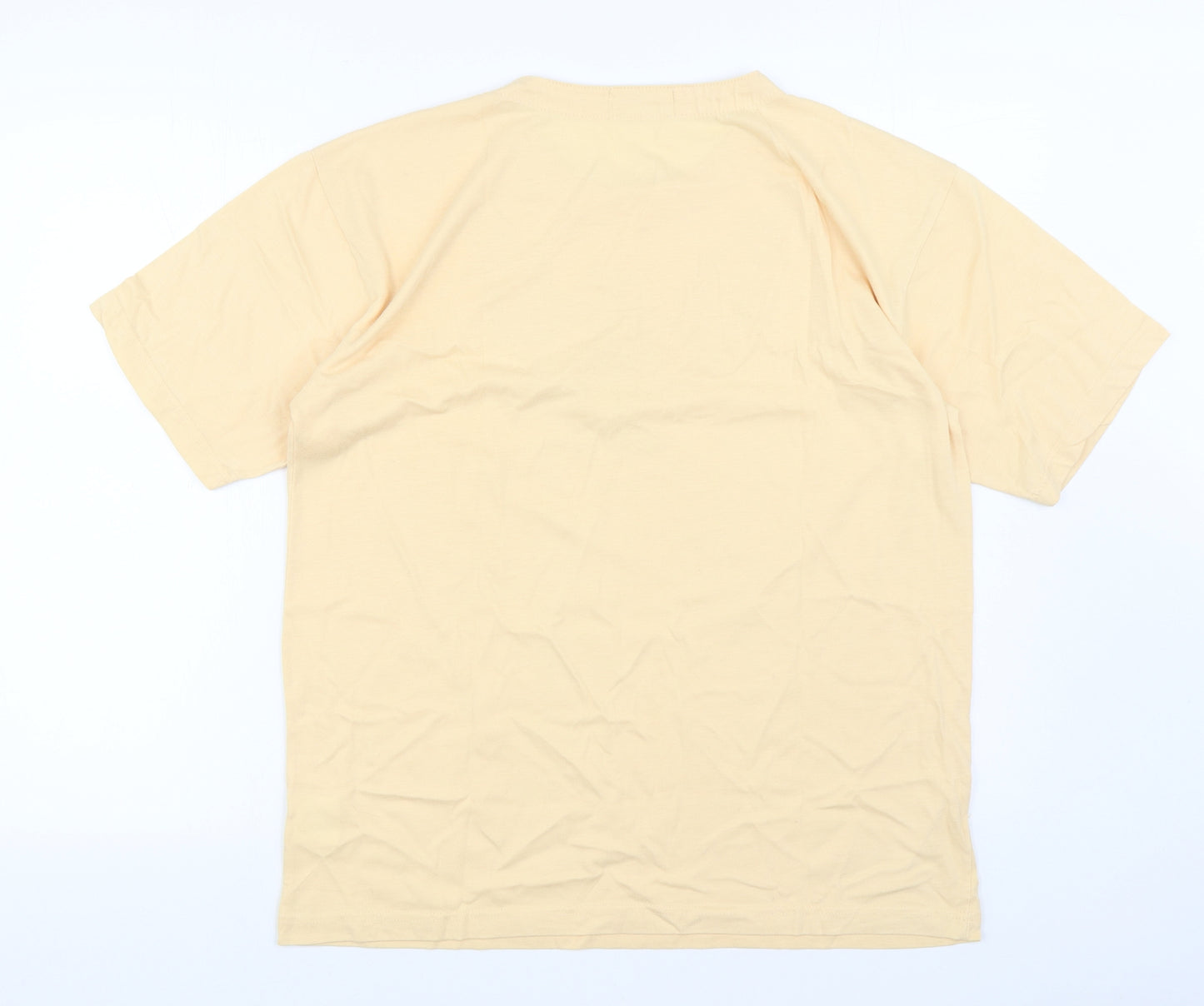 In Style Womens Beige Polyester Basic T-Shirt Size L Round Neck