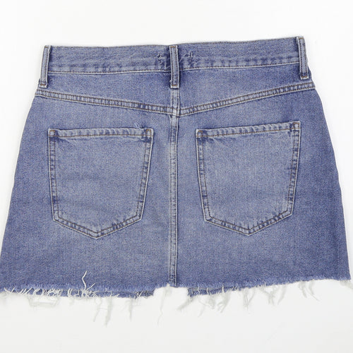 FOREVER 21 Womens Blue Cotton A-Line Skirt Size 28 in Button