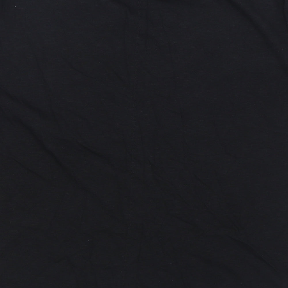 Marks and Spencer Womens Black Cotton Basic T-Shirt Size 14 V-Neck