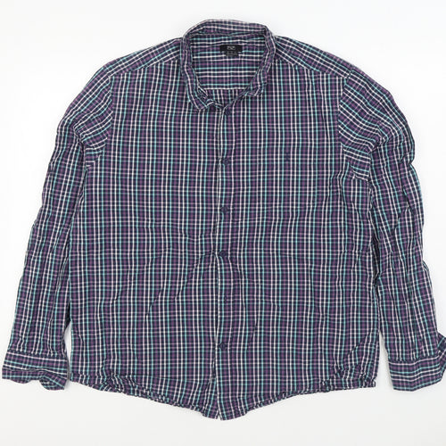 F&F Mens Multicoloured Striped Cotton Button-Up Size XL Collared Button