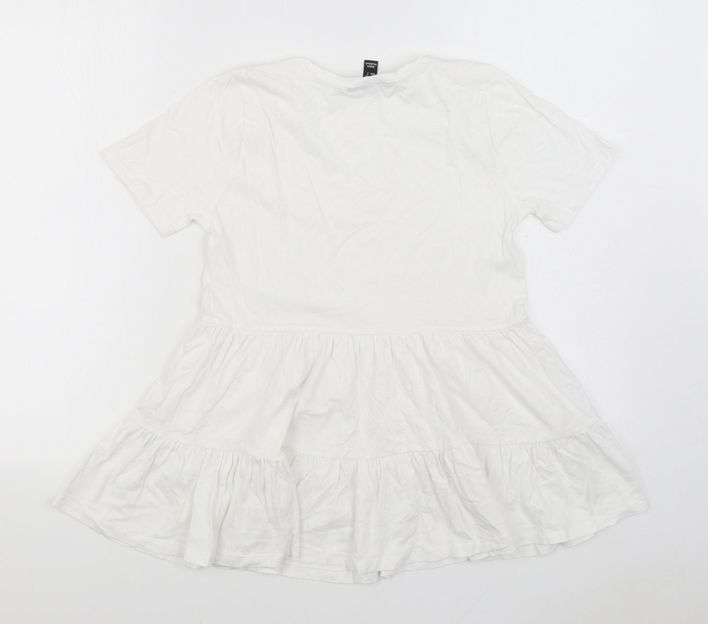 New Look Womens White 100% Cotton Basic Blouse Size 6 Round Neck