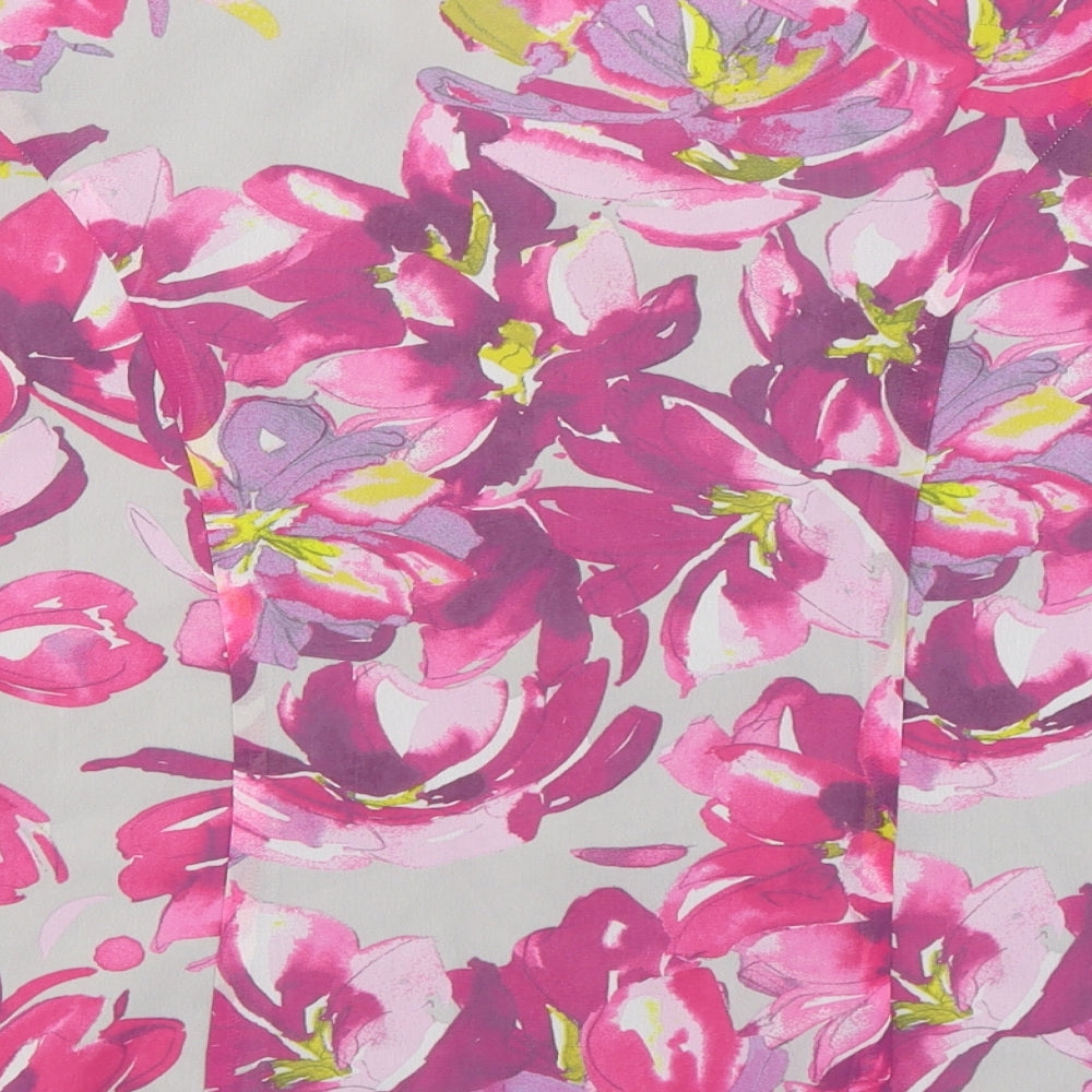 Eastex Womens Pink Floral Polyester Basic Blouse Size 12 V-Neck