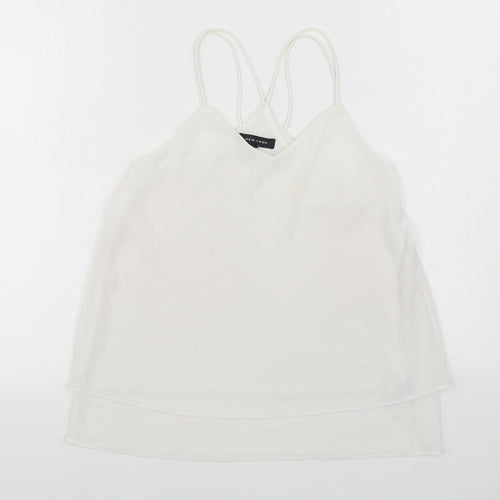 New Look Womens White Polyester Camisole Blouse Size 8 Scoop Neck