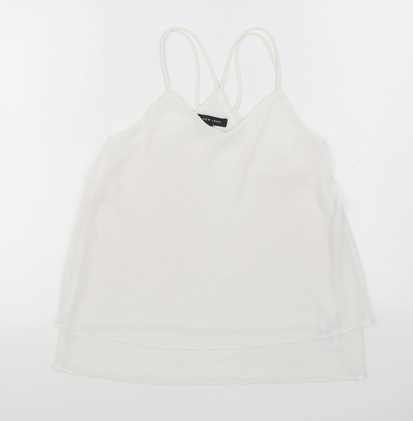 New Look Womens White Polyester Camisole Blouse Size 8 Scoop Neck