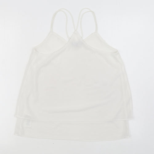 New Look Womens White Polyester Camisole Blouse Size 8 Scoop Neck
