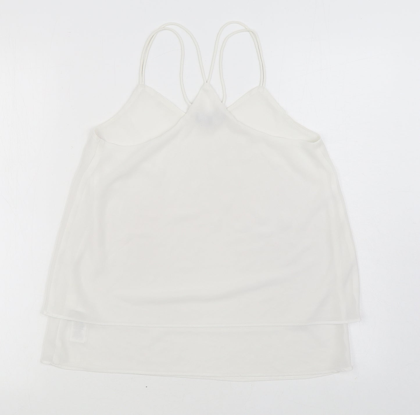 New Look Womens White Polyester Camisole Blouse Size 8 Scoop Neck