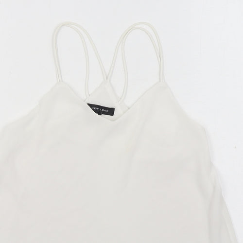 New Look Womens White Polyester Camisole Blouse Size 8 Scoop Neck