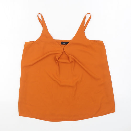 F&F Womens Orange Polyester Camisole Blouse Size 6 V-Neck