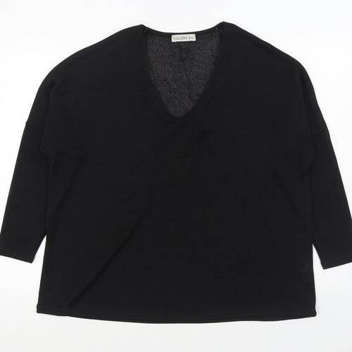 Gallery Womens Black Polyester Basic Blouse Size M Scoop Neck