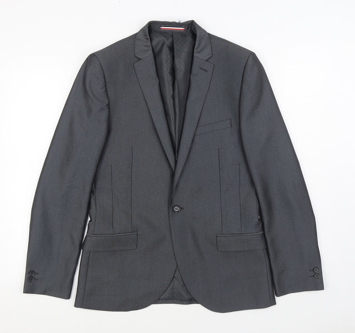 Ventuno 21 Mens Grey Polyester Jacket Suit Jacket Size 38