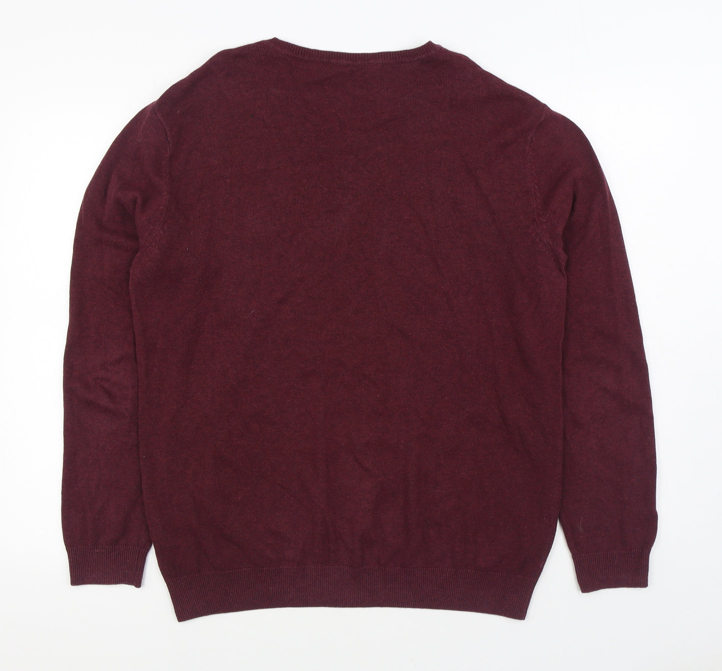 George Mens Red V-Neck Cotton Pullover Jumper Size M