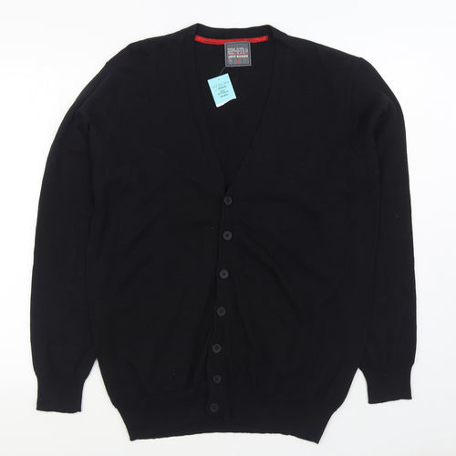 Matalan Mens Black V-Neck Cotton Cardigan Jumper Size M