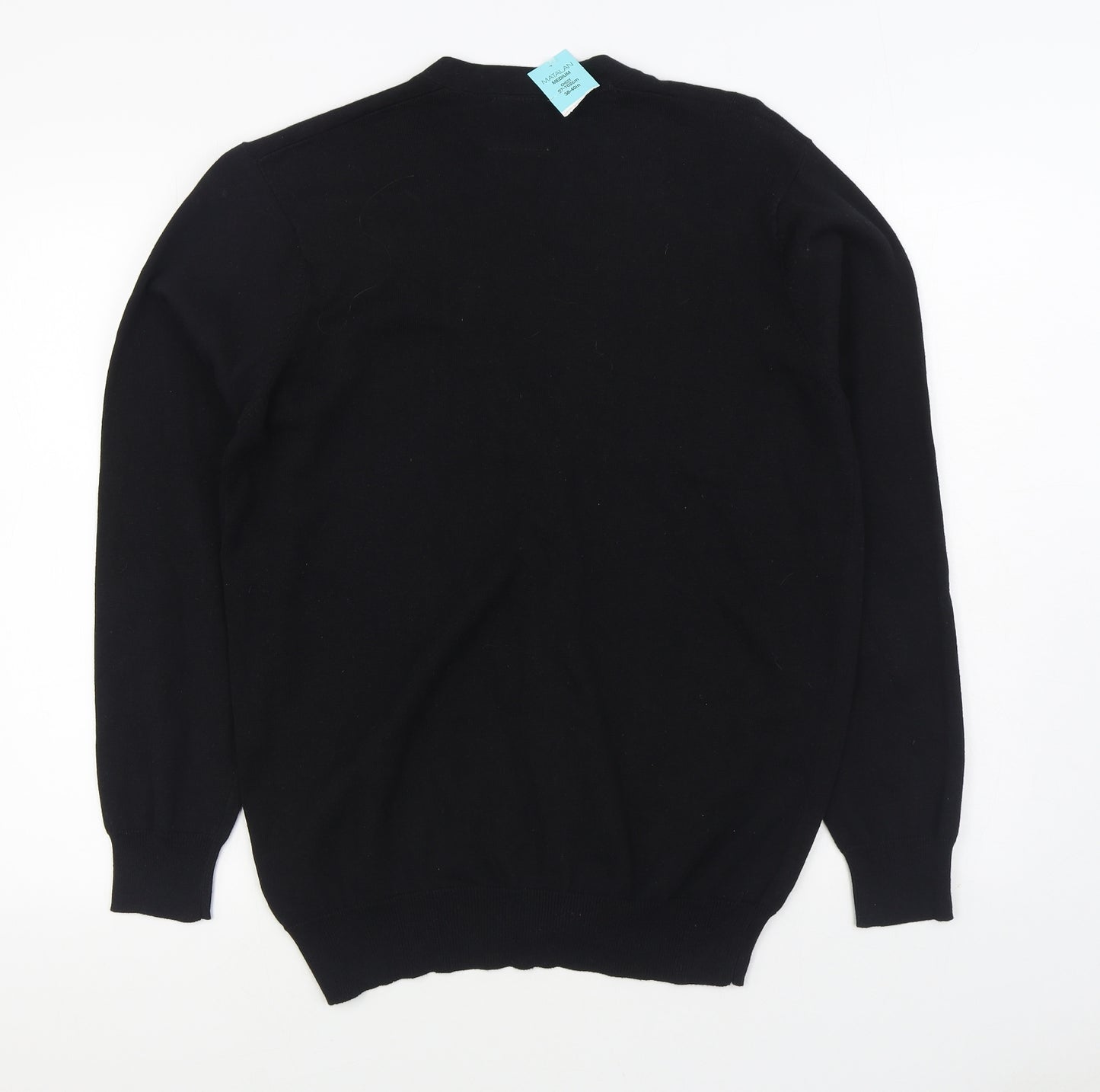 Matalan Mens Black V-Neck Cotton Cardigan Jumper Size M