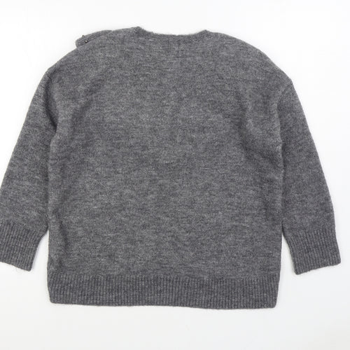 River Island Womens Grey V-Neck Viscose Pullover Jumper Size S