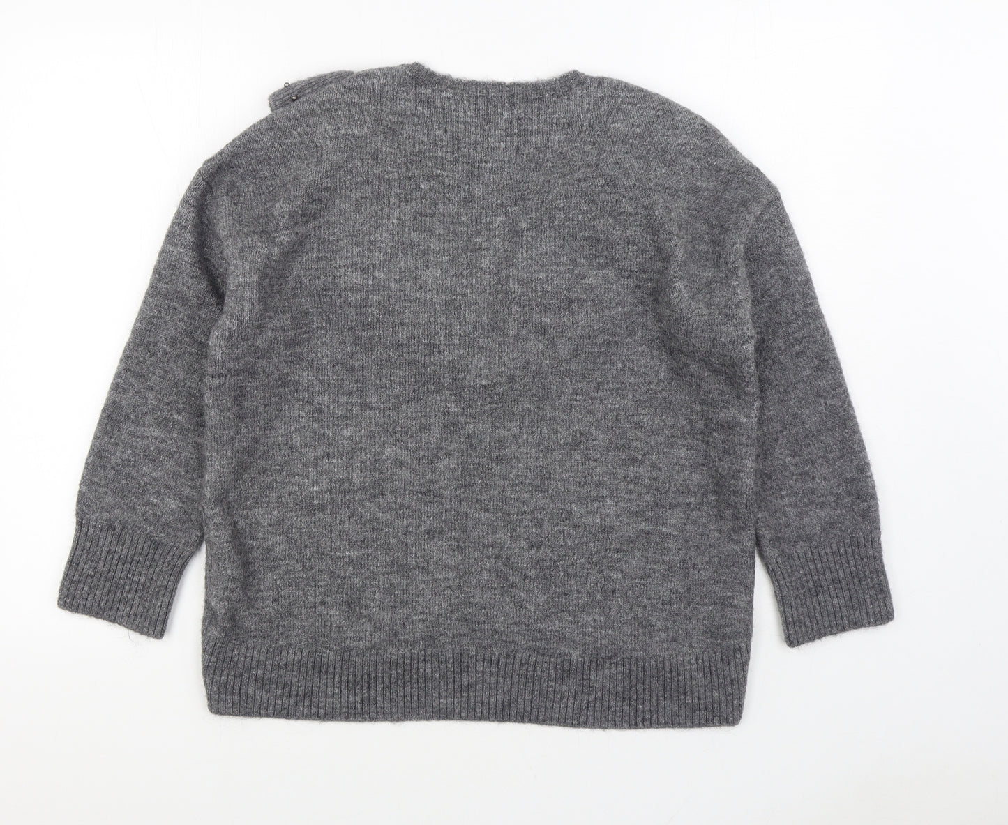 River Island Womens Grey V-Neck Viscose Pullover Jumper Size S