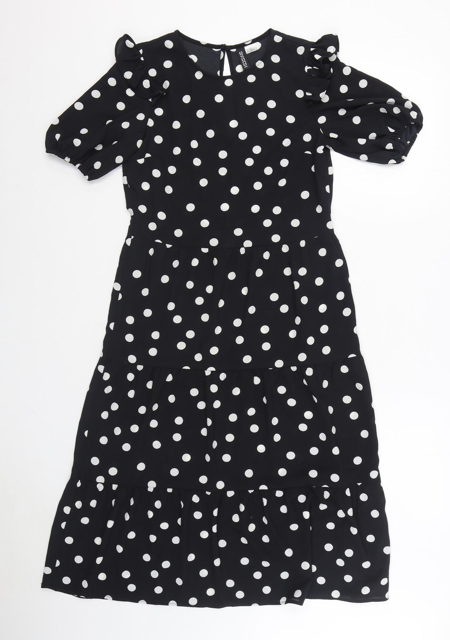 H&M Womens Black Polka Dot Polyester A-Line Size 2XS V-Neck Pullover