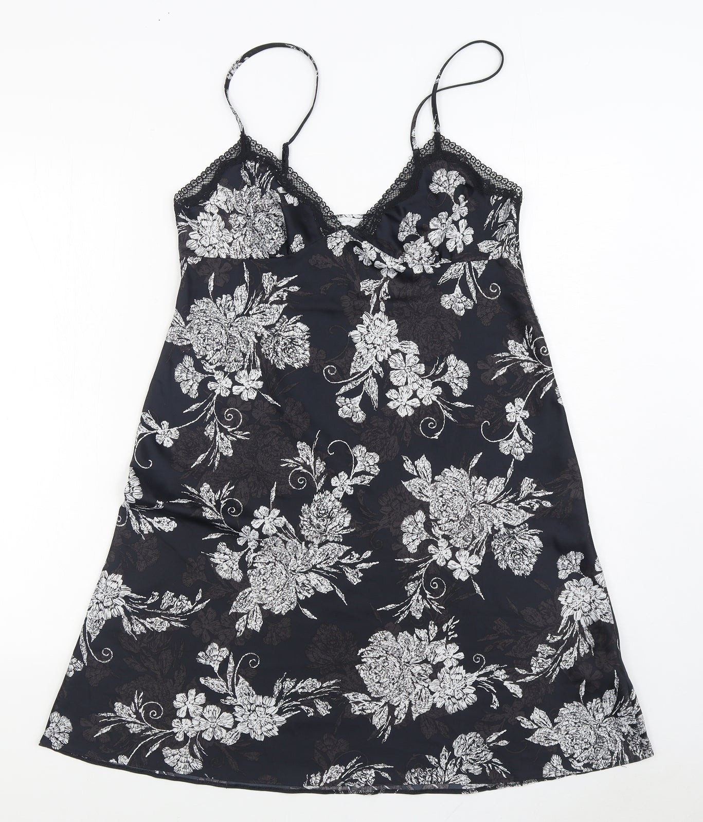 Marks and Spencer Womens Black Floral Polyester Cami Dress Size 10