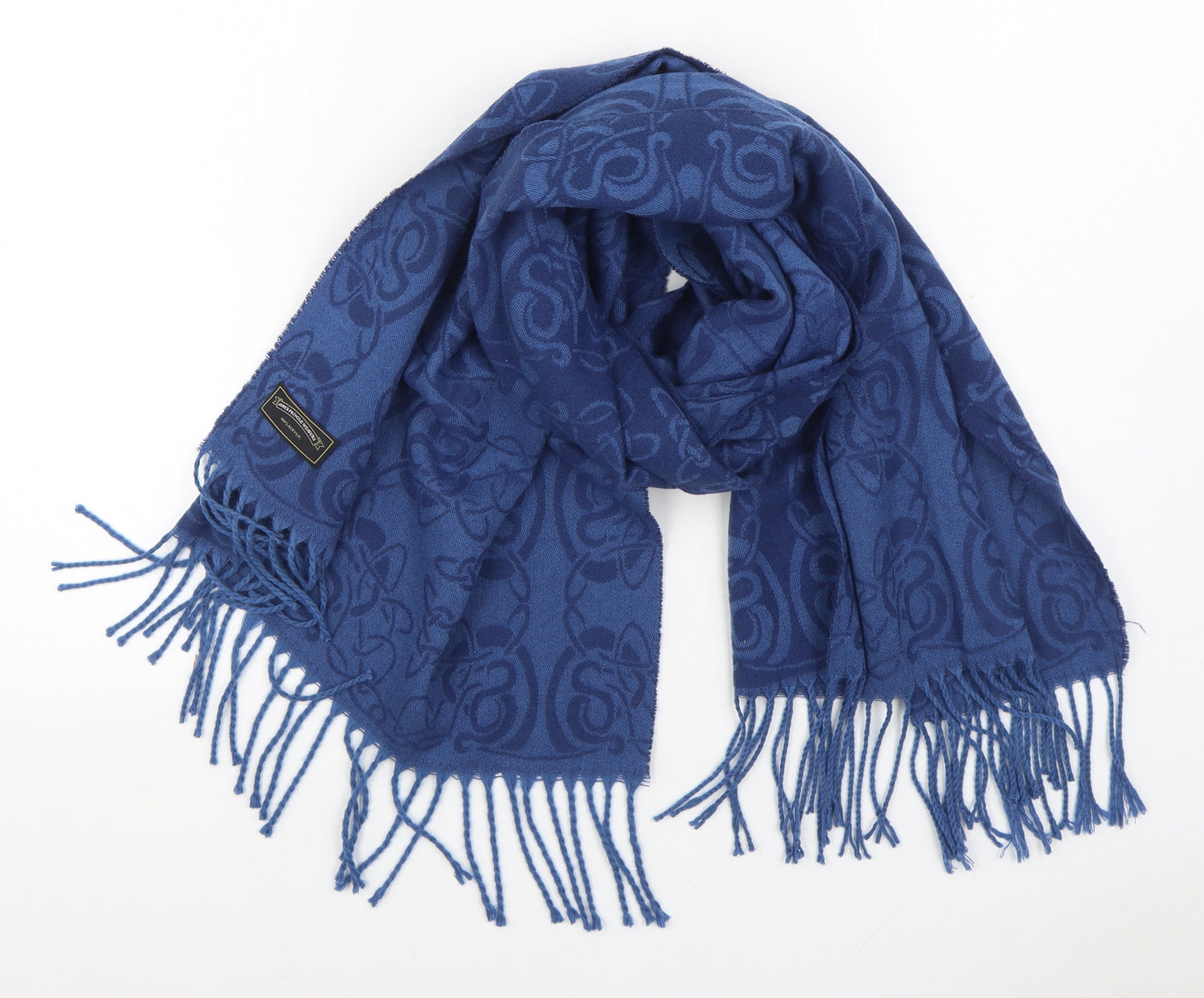 James Pringle Weavers Unisex Blue Geometric Acrylic Scarf Size Regular