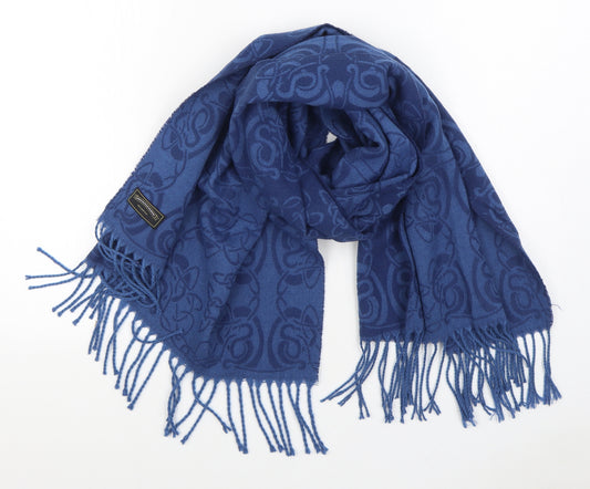 James Pringle Weavers Unisex Blue Geometric Acrylic Scarf Size Regular