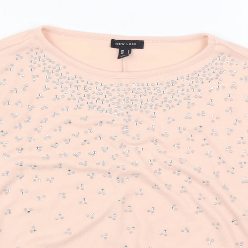 New Look Womens Pink Boat Neck Polyester Pullover Jumper Size S