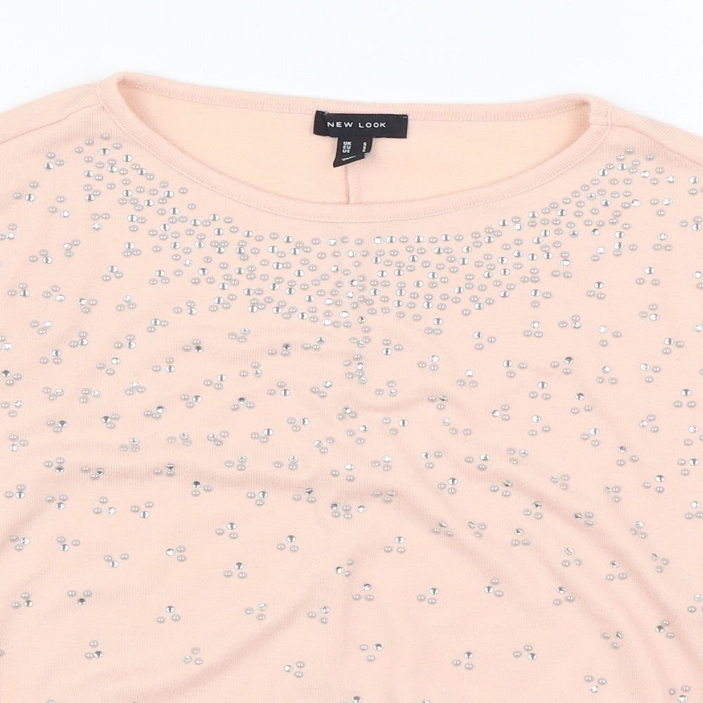 New Look Womens Pink Boat Neck Polyester Pullover Jumper Size S