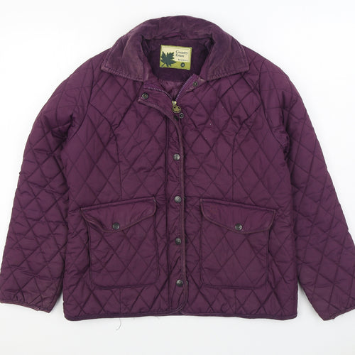 Country Estate Womens Purple Quilted Coat Size 12 Zip