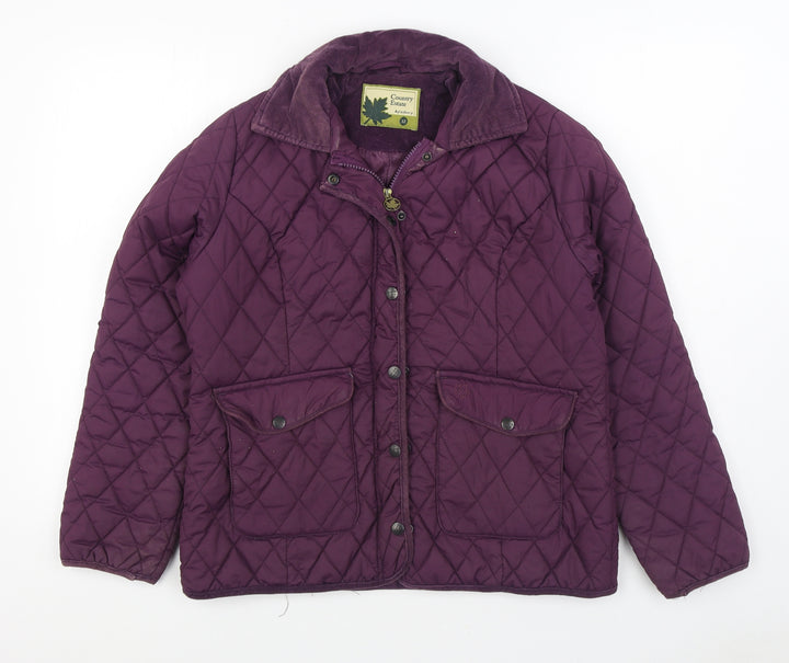 Country Estate Womens Purple Quilted Coat Size 12 Zip