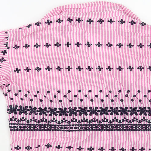 River Island Womens Pink Striped Cotton Cropped Button-Up Size 8 Collared