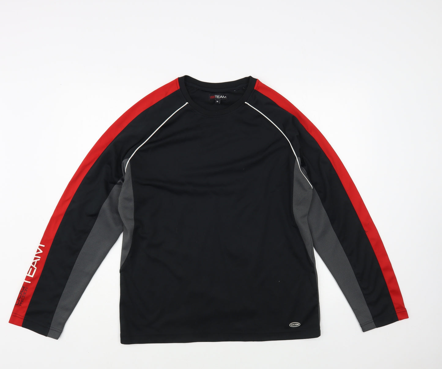 USS Precision Team Mens Black Colourblock Polyester Pullover T-Shirt Size M Crew Neck Pullover