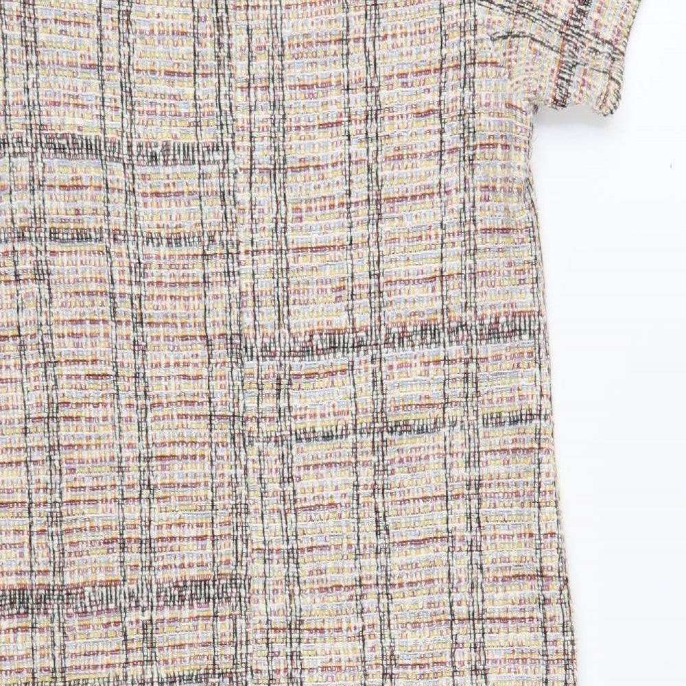 Primark Womens Beige Plaid Cotton Shift Size 10 Crew Neck Pullover