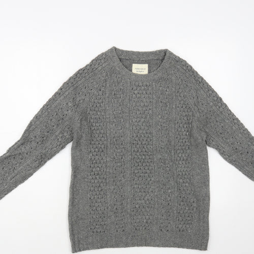 FOREVER 21 Womens Grey Crew Neck Acrylic Pullover Jumper Size S