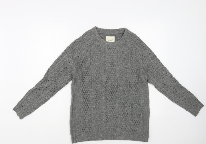 FOREVER 21 Womens Grey Crew Neck Acrylic Pullover Jumper Size S