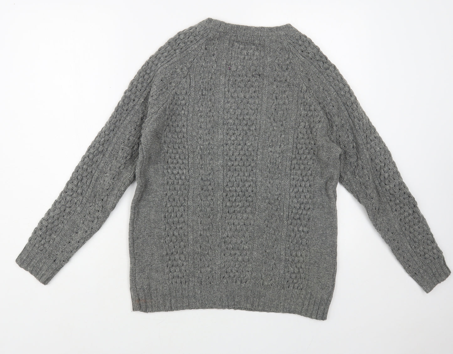 FOREVER 21 Womens Grey Crew Neck Acrylic Pullover Jumper Size S