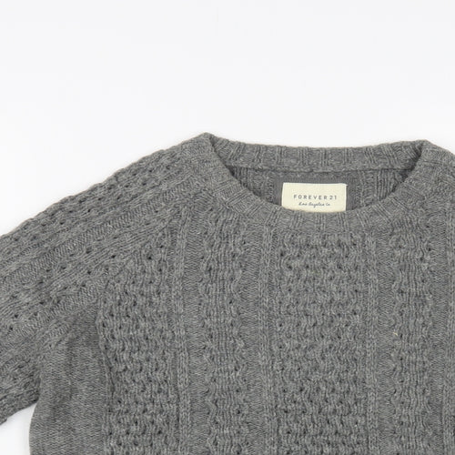 FOREVER 21 Womens Grey Crew Neck Acrylic Pullover Jumper Size S